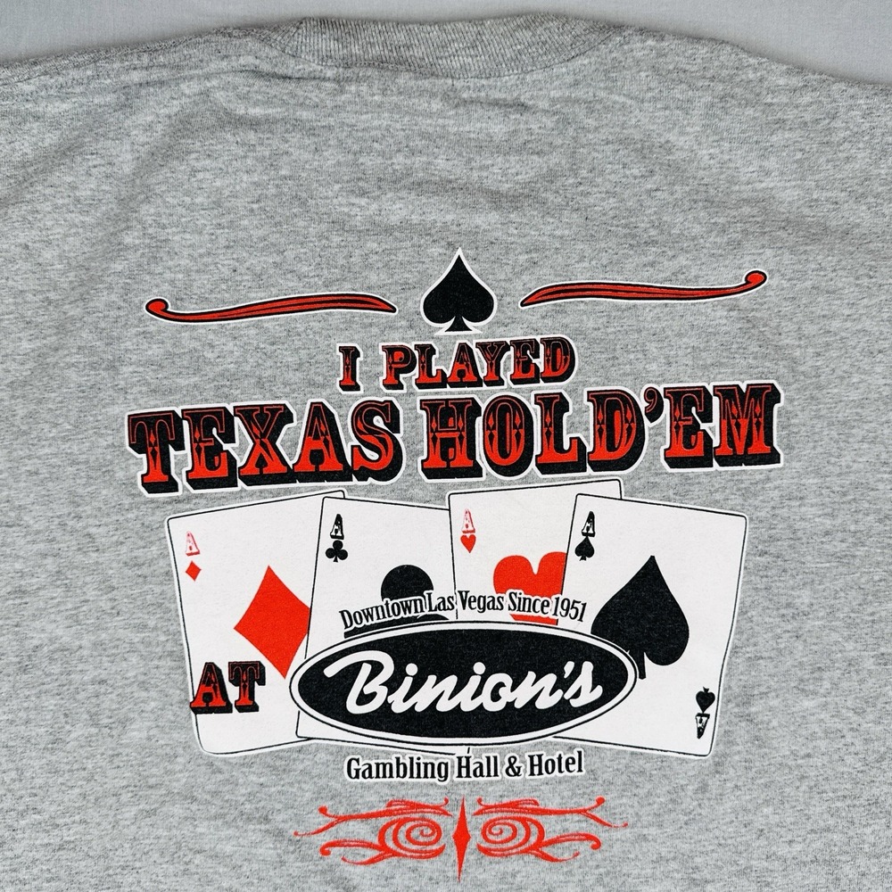 Vintage Y2K Texas Hold 'Em Poker Long Sleeve T Shirt Binion's Las Vegas L